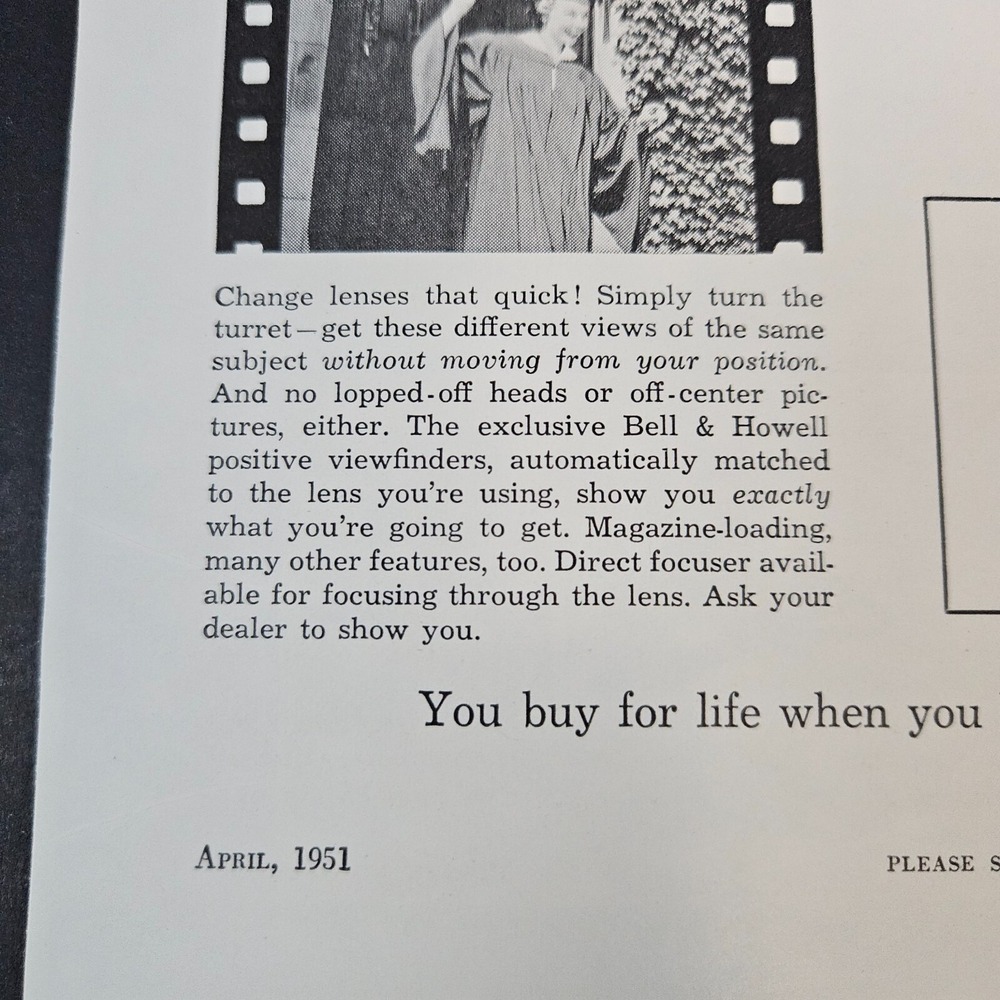 1951 Bell & Howell Auto Load Movie Camera‎ Vintage Print Ad Lady Graduating - Picture 5 of 7